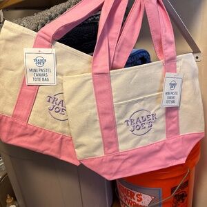 Trader Joe's Mini Pastel Canvas Tote Bags (Pink)